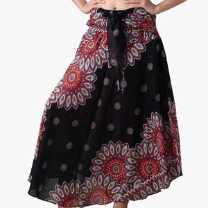 BANGKOK PANTS Long Floral Boho Maxi Skirt Hippie Gypsy (One Size Fits All)